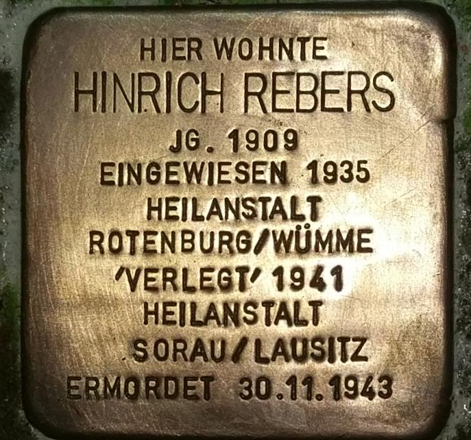 Stolperstein voor Hinrich Rebers